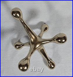 Vintage 1970s Solid Brass Jack Sculpture Modernist Mid Century Atomic Decor 11in