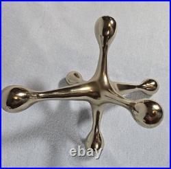 Vintage 1970s Solid Brass Jack Sculpture Modernist Mid Century Atomic Decor 11in