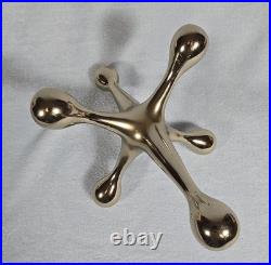 Vintage 1970s Solid Brass Jack Sculpture Modernist Mid Century Atomic Decor 11in