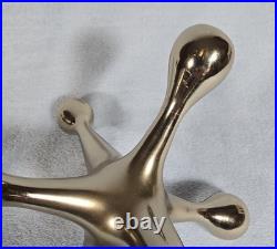 Vintage 1970s Solid Brass Jack Sculpture Modernist Mid Century Atomic Decor 11in