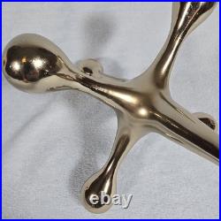 Vintage 1970s Solid Brass Jack Sculpture Modernist Mid Century Atomic Decor 11in