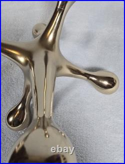 Vintage 1970s Solid Brass Jack Sculpture Modernist Mid Century Atomic Decor 11in