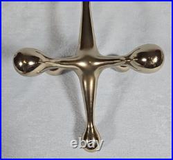 Vintage 1970s Solid Brass Jack Sculpture Modernist Mid Century Atomic Decor 11in