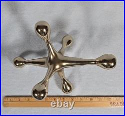 Vintage 1970s Solid Brass Jack Sculpture Modernist Mid Century Atomic Decor 11in