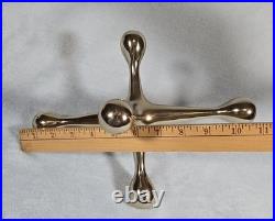 Vintage 1970s Solid Brass Jack Sculpture Modernist Mid Century Atomic Decor 11in