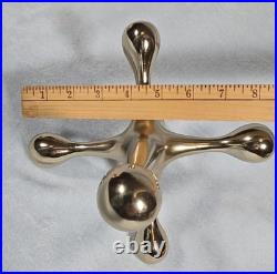 Vintage 1970s Solid Brass Jack Sculpture Modernist Mid Century Atomic Decor 11in