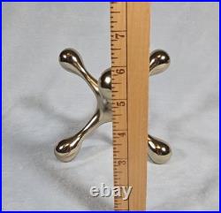 Vintage 1970s Solid Brass Jack Sculpture Modernist Mid Century Atomic Decor 11in