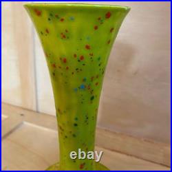 Vintage 1972 Atomic Mid Century Modern Neon Speckle Studio Pottery Vase Signed
