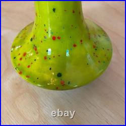 Vintage 1972 Atomic Mid Century Modern Neon Speckle Studio Pottery Vase Signed
