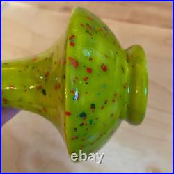 Vintage 1972 Atomic Mid Century Modern Neon Speckle Studio Pottery Vase Signed
