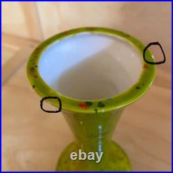 Vintage 1972 Atomic Mid Century Modern Neon Speckle Studio Pottery Vase Signed