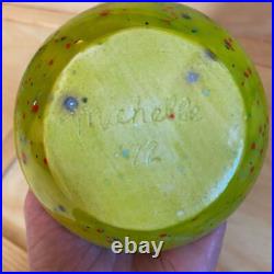 Vintage 1972 Atomic Mid Century Modern Neon Speckle Studio Pottery Vase Signed