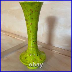 Vintage 1972 Atomic Mid Century Modern Neon Speckle Studio Pottery Vase Signed