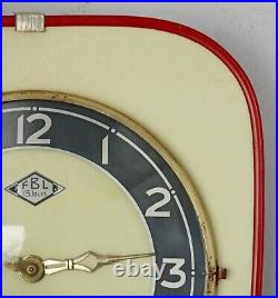 Vintage 25cm FBL Formica Wall Clock French Retro Wind Up Mid Century Atomic