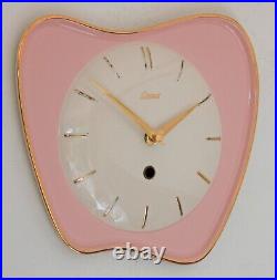Vintage 26cm Exact Wall Clock Ceramic Retro Atomic Mid Century Pink German