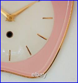 Vintage 26cm Exact Wall Clock Ceramic Retro Atomic Mid Century Pink German