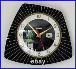 Vintage 27cm Bayard Formica Wall Clock French Retro Mid Century Atomic Black