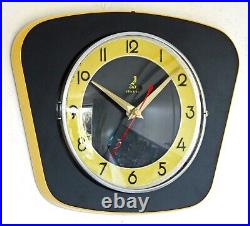 Vintage 27cm Jaz Formica Wall Clock French Retro Mid Century Atomic Wooden