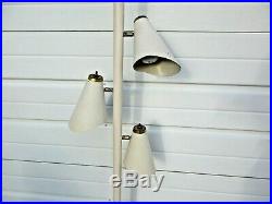 Vintage 3 Light Mid Century Tension Pole Lamp 90-95 w Atomic Metal Lamp Shades