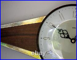 Vintage 45cm Metamec Wall Clock Retro Mid Century Atomic 1970s Cream Wooden