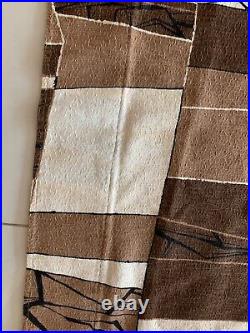 Vintage 50s 60s Brown Abstract Barkcloth Curtain Mid Century Modern Atomic Era A