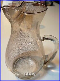 Vintage 50s 60s Pitcher Glass Set Gold Speckles Mid Century Modern Atomic Era Vintage 50s 60s Pitcher Glass Set Gold Speckles Mid Century Modern Atomic Era