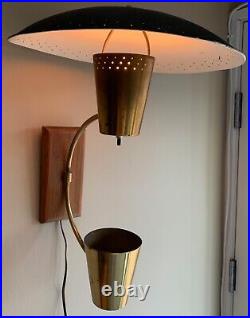 Vintage 50s Brass UFO Saucer Planter Sconce Lamp Atomic Era Mid Century Modern