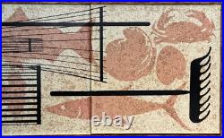 Vintage 50s MCM Wood Ceramic Tile Fish Sealife Art Platter Mid Century Atomic Vintage 50s MCM Wood Ceramic Tile Fish Sealife Art Platter Mid Century Atomic