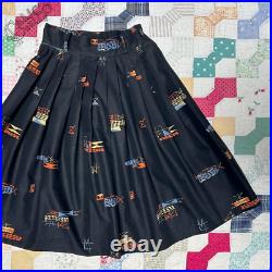 Vintage 50s Mid Century Atomic Print Pleated Rockabilly VLV Skirt Size XXS 24