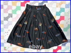 Vintage 50s Mid Century Atomic Print Pleated Rockabilly VLV Skirt Size XXS 24