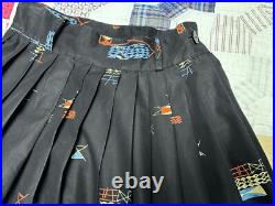 Vintage 50s Mid Century Atomic Print Pleated Rockabilly VLV Skirt Size XXS 24