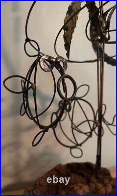 Vintage Abstract Atomic Wire Fish Group Sculpture Mid Century Modern Seascape