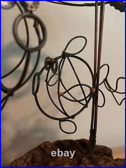 Vintage Abstract Atomic Wire Fish Group Sculpture Mid Century Modern Seascape