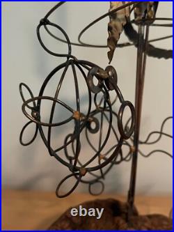 Vintage Abstract Atomic Wire Fish Group Sculpture Mid Century Modern Seascape