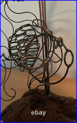 Vintage Abstract Atomic Wire Fish Group Sculpture Mid Century Modern Seascape