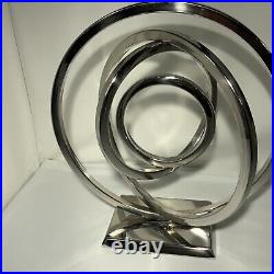 Vintage Atomic Chrome Metal Spiral Ring Sculpture 13 Mid-century MCM