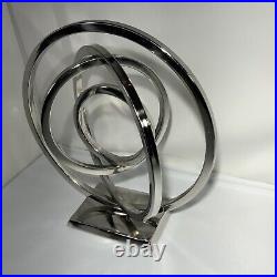 Vintage Atomic Chrome Metal Spiral Ring Sculpture 13 Mid-century MCM