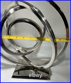 Vintage Atomic Chrome Metal Spiral Ring Sculpture 13 Mid-century MCM