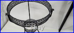 Vintage Atomic Mid Century Modern Glass Top Black Mesh Metal Round Accent Table