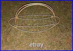 Vintage Atomic Mid Century Modern MCM Gold Wire Magazine Rack Fire Log Holder