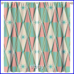 Vintage Atomic Starburst Curtains, Pink Green Blue Mid Century 1950s 1960s Ic