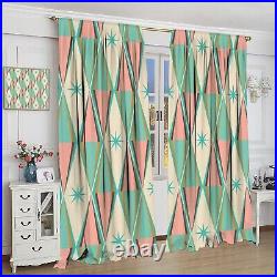 Vintage Atomic Starburst Curtains, Pink Green Blue Mid Century 1950s 1960s Ic