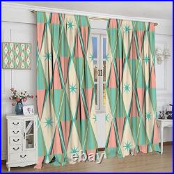 Vintage Atomic Starburst Curtains, Pink Green Blue Mid Century 1950s 1960s Ic