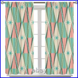 Vintage Atomic Starburst Curtains, Pink Green Blue Mid Century 1950s 1960s Ic