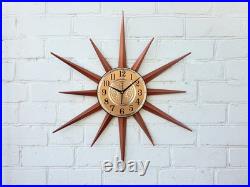 Vintage Atomic Starburst Wall Clock Mid Century Modern Design Retro Wall Decor