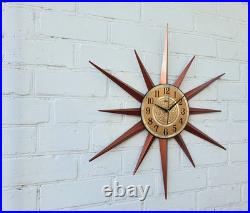 Vintage Atomic Starburst Wall Clock Mid Century Modern Design Retro Wall Decor