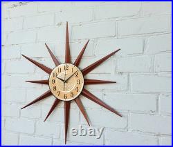 Vintage Atomic Starburst Wall Clock Mid Century Modern Design Retro Wall Decor