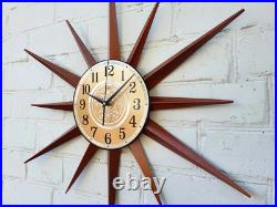 Vintage Atomic Starburst Wall Clock Mid Century Modern Design Retro Wall Decor