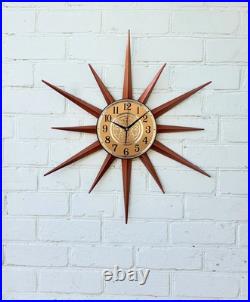 Vintage Atomic Starburst Wall Clock Mid Century Modern Design Retro Wall Decor