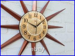 Vintage Atomic Starburst Wall Clock Mid Century Modern Design Retro Wall Decor